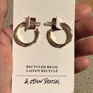 & Other Stories Green and Gold Hoop Earrings